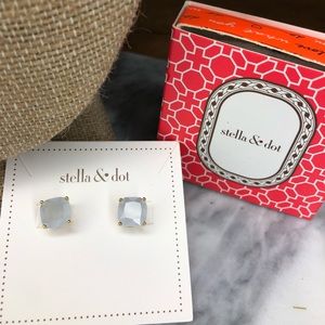 Stella & Dot Blue Luxe Stud Earrings